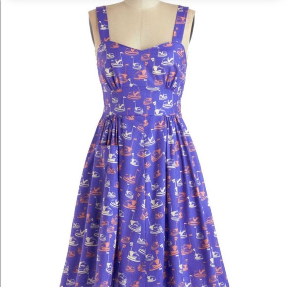 Bea &  Dot by ModCloth bumper car print dress.